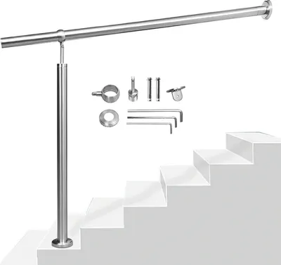 Produktbild von Jayseuw Edelstahl Handlauf Geländer Eingangsgeländer Aufmontage Wandhandlauf pflegeleicht Treppengeländer für Innen/Außen 180cm