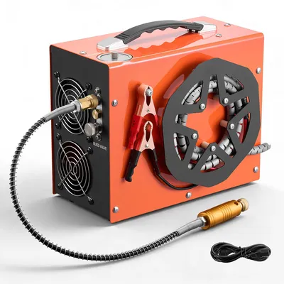 Produktbild von VEVOR PCP Luftkompressor 350W Luftgewehrkompressor 300bar DC 12V AC 230V, 4500PSI 30MPa, Lüfterkühlung, Auto-Stopp, Integrierter Konverter für Heim KFZ, Hochdruckkompressor für Luftpistole Paintball