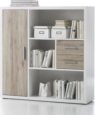 Produktbild von Regal TOKYO Highboard Büromöbel Regal Büro weiß Eiche San Remo hell