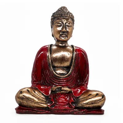 Produktbild von Rot-goldfarbener Buddha, mittel, 15cm, antik,Esotherik