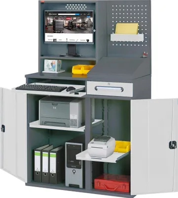 Produktbild von STIER Computerschrank Premium fahrbar BxTxH 1100x520x1895 mm fahrbar