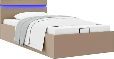 Obrázek produktu pro vidaXL Postel se zásuvkou LED Cappuccino Brown Umělá kůže 100x200 cm