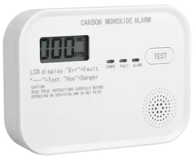 Produktbild von Kohlenmonoxid-Warnmelder mit LCD-Display, CO-Melder nach EN 50291-1, 85 dB Alarm, Sensor-Lebensdauer 10 Jahre, inkl. 3x AA & Wandhalterung