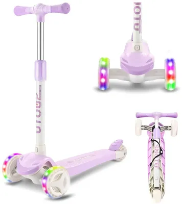 Productafbeelding van Suotu Kinderroller Lila – lichte driewieler voor kinderen met verstelbaar stuur en achterrem | Aluminium kinderroller voor jongens en meisjes vanaf 3 jaar