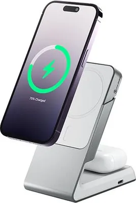 Immagine prodotto di Alogic Ladegerät univers. 2in1 mit Halterung MagSafe+QI weiß