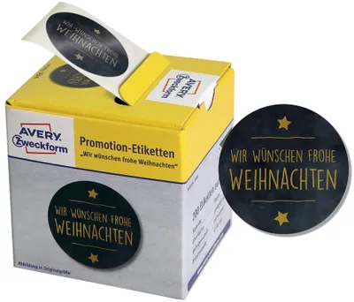 Produktbild von AVERY Zweckform Promotion-Etiketten "Weihnachten" schwarz 200 Etiketten