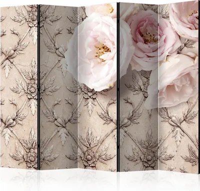 Produktbild von Akusticher Raumteiler Retro Vintage Foto Paravent 225x172 cm beidseitig auf Vlies-Leinwand bedruckt Akustikschaum Trennwand Spanische Wand Sichtschutz Home Office Blumen Natur b-A-0188-z-c