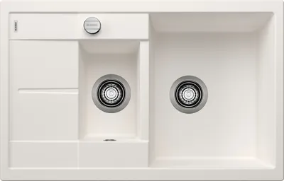 Produktbild von BLANCO METRA 6 S Compact, Aufsatzwanne, Rechteckig, Weiß, 2 Becken, Rechteckig, 345 x 430 mm