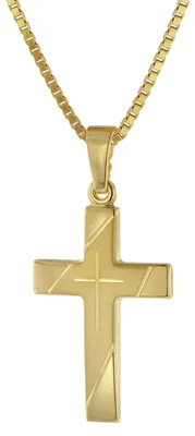 Productafbeelding van Trendor kruisbedel, goud 333, met vergulde zilveren ketting, artikelnummer 75676-50