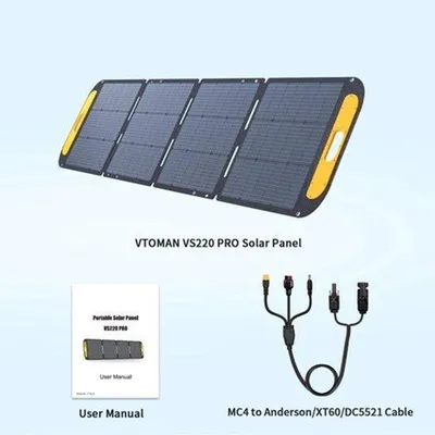 Imagen del producto de Kit de panel solar portátil - 48V - 220W - Resistente al agua - Completo para uso en exteriores, camping o uso doméstico