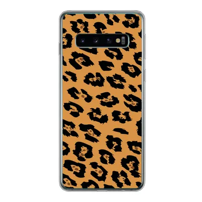 Produktbild von MuchoWow® Handyhülle Schutzhülle Hülle für Samsung Galaxy S10 Pantherdruck - Orange - Schwarz Silikon Softcase Handy Hülle - Handytasche