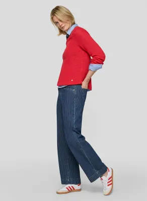 Produktbild von Leisure Club Damen Strickpullover Koralle Baumwollmix Rundhals Raglan