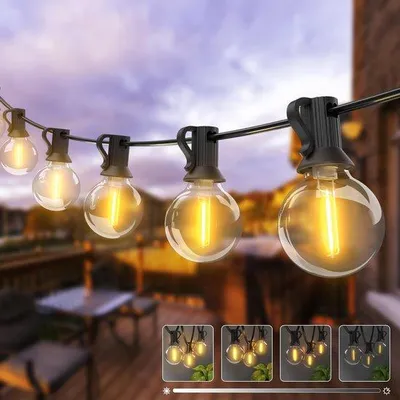 Productafbeelding van LED-lichtketting, 13 meter, G40, 15+1 lampen, met timer, dimbaar, weerbestendig, warmwit, geschikt voor tuin en terras