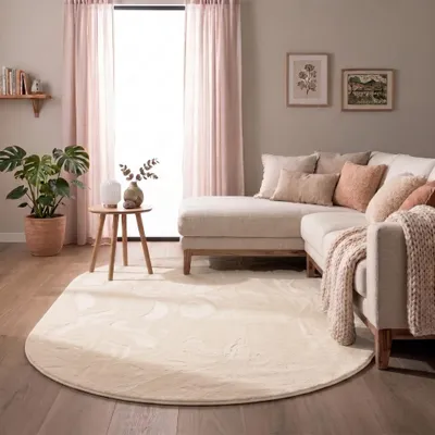Produktbild von Volero - Flauschiger Teppich Oval - Cozy Creme - 80x120cm - Wohnzimmer, Schlafzimmer - Modern, Skandinavisch