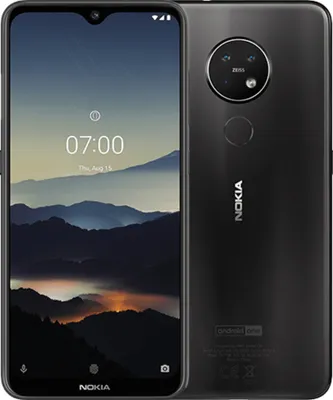 A black Nokia smartphone is shown from the front and back.