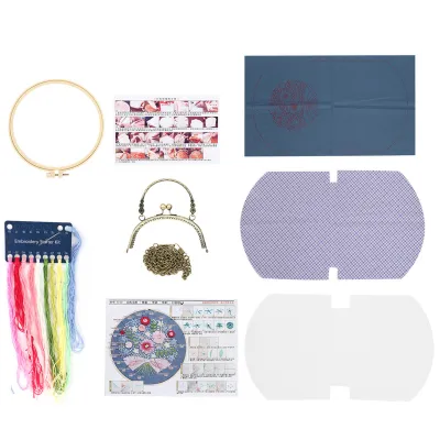 Zdjęcie produktu dla Torba do haftu DIY, materiał do haftu DIY, torebka z ramą, torebka z haftem, haftowane rękodzieło do szycia