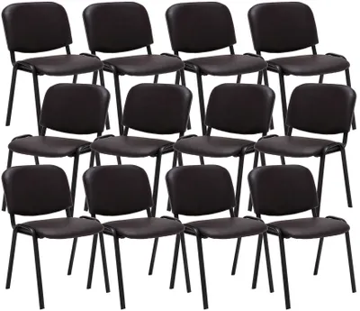Produktbild von CLP 12er Set Besucherstuhl Ken Kunstleder mit robustem Metallgestell und gepolsterter Rückenlehne braun