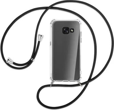 Produktbild von Handykette Backcover-Schutzhülle mit Band (Metall silberfarben) für Samsung Galaxy A3 2017 - schwarz