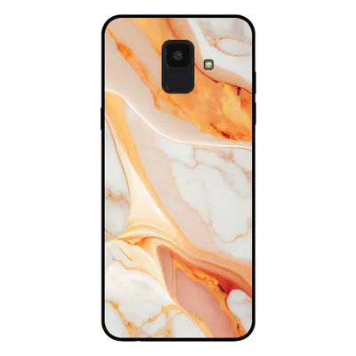 Immagine prodotto di Smartphonica Custodia per Samsung Galaxy A6 2018 con stampa in marmo - Custodia posteriore in TPU con design in marmo - Arancione