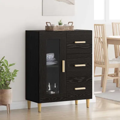 Image de vidaXL Sideboard noir imitation chêne 69,5 x 34 x 90 cm Bois composite