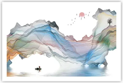 Produktbild von Poster - Poster ohne Rahmen - Wellen Berge Fee - 91,5x61 cm - Wand Bild - Wanddeko - Wandbilder - Kunstposter - Wandposter - Bilder - Kunstdruck - Wanddekoration - Wandbild - P2XAA91x61-4684