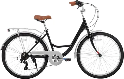 Productafbeelding van Damenfiets, cruiser model, 26 inch (66 cm), 7 versnellingen, zwart – lage instap – stads- en strandfiets met bagagedrager – comfortabele stadsfiets