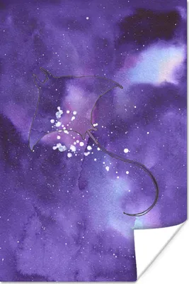 Produktbild von MuchoWow® Poster Manta - Weltraum - Lila 80x120 cm - Papierdruck