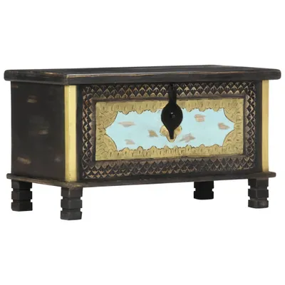 Image de Coffre de rangement Noir 80x40x45 cm Bois de manguier massif