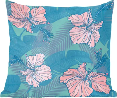 Produktbild von MuchoWow® Zierkissen Sofakissen Wohnzimmer Dekokissen 45x45 cm Illustration eines tropischen Blumenmusters - Schlafpolster - Polster für das Sofa