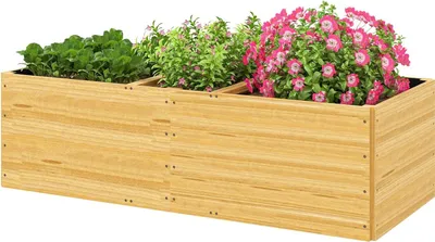 Obrázek produktu pro Vyvýšený záhon ze dřeva, záhon studený rám se 3 zónami, zahradní záhon truhlík, truhlík 140 x 60 x 40 cm zeleninový záhon na zahradní balkónovou terasu, květináč na květiny, rostliny, ovoce