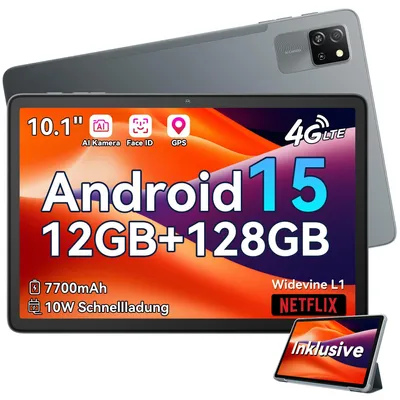 Obrázek produktu pro Blackview Tab 60 Pro Tablet Android 15, 12GB RAM + 128GB ROM/2TB TF, Tablet 10 Zoll mit Widevine L1, Unisoc T606 Octa-core Gaming Tablet, Dual 4G SIM