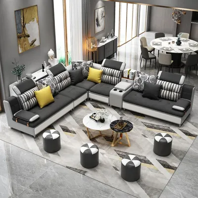 Produktbild von Ecksofa L Form Modernes Sofa Ledersofa Polster Wohnlandschaft Design Couchen Neu