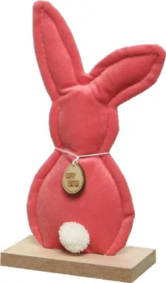 Produktbild von Dekoaufsteller Osterhase Samt H.24 cm pink/gelb/grün
