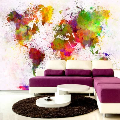 Produktbild von Basera Selbstklebende Fototapete Weltkartenmotiv k-B-0002-a-a, mit UV-Schutz, 441x315 cm
