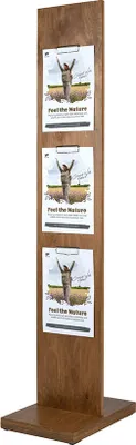 Produktbild von Plakatständer aus Holz mit Metallklemmen beidseitig je 3 Plakate DIN A4