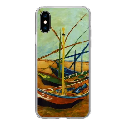 Produktbild von MuchoWow® Handyhülle Schutzhülle Hülle für iPhone X Fischerboote am Strand - Vincent van Gogh Silikon Softcase Handy Hülle - Handyhülle