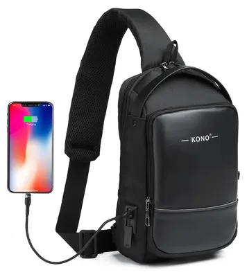 Image de Sac bandoulière anti-vol KONO, sacoche étanche avec port de charge USB