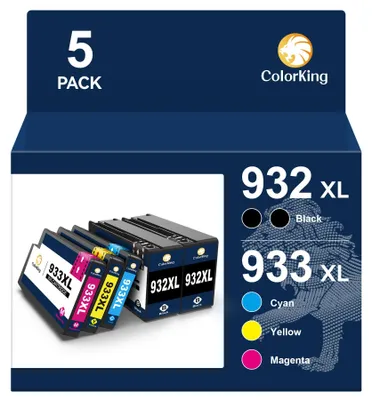 Produktbild von ColorKing 932XL 933XL Multipack Druckerpatronen 932 933 Kompatibel für HP 933XL Multipack für HP OfficeJet 6600 Patronen 7510 6700 7110 7610 7612 6100 (2 Schwarz, 1 Cyan, 1 Magenta, 1 Gelb, 5 Stück)