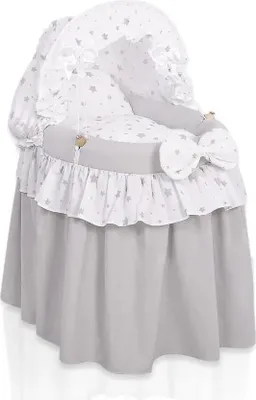 Produktbild von Dockvagn für Puppen in Grau - Babybett mit Rädern und Bettwäsche