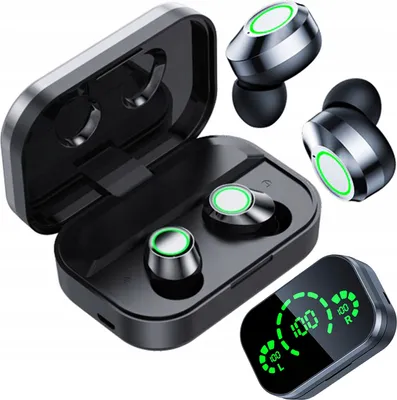 Immagine prodotto di Auricolari in ear Bluetooth 5.0 wireless con custodia di ricarica neri controllo touch autonomia fino a 4 ore