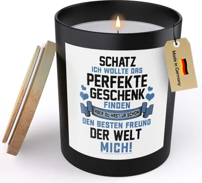 Produktbild von 22Feels Freundin Geschenk Jahrestag Spruchkerze "Ich Wollte Das Perfekte" Frauen Geburtstag Sojawachs Kerze im Glas Liebe Partnerin Handgemacht Spruch Duft Deko Vegan Nachhaltig - ZITRUS