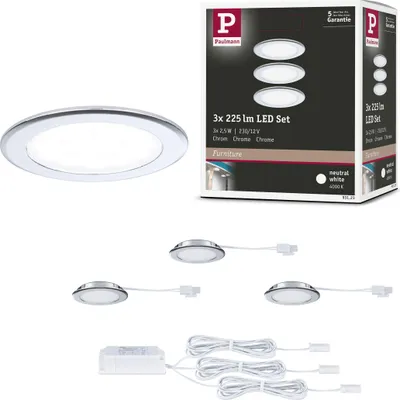 Produktbild von Paulmann LED Möbeleinbauleuchten 3er-Set