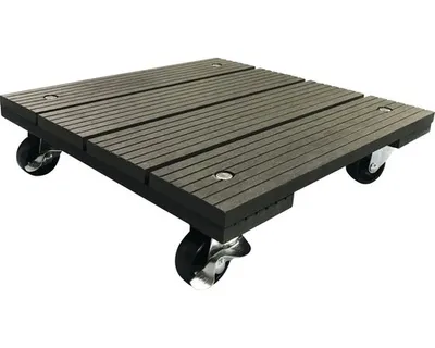 Obrázek produktu pro Podstavec pod květináč pojízdný Lafiora WPC 30x30x7,5 cm hranatý