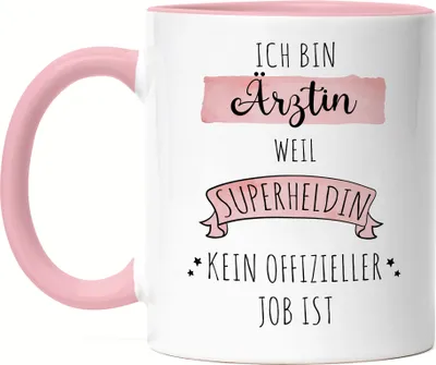 Produktbild von Ich Bin Ärztin Weil Superheldin Kein Anerkannter Job Ist Tasse Rosa Geschenk Danke Sagen