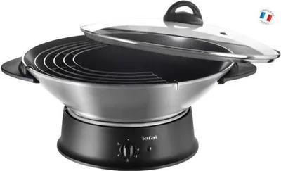Produktbild von Tefal Multiwok WO3000, Silber, 8 Person(en), Glas, 2 m, 1200 W, 25 cm