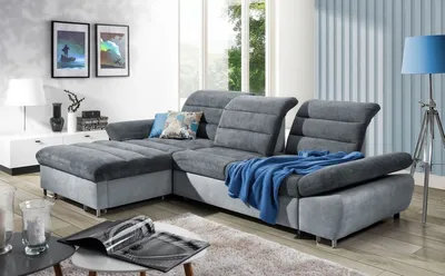 Produktbild von Ecksofa Schlafsofa MELLO Grau/ Dunkelgrau Ottomane Links