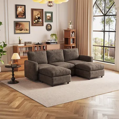 Zdjęcie produktu dla Sofa narożne - Komplet wypoczynkowy - Sofa modułowa - Sofa w kształcie litery U - Sofa 5-osobowa z pojemnikiem