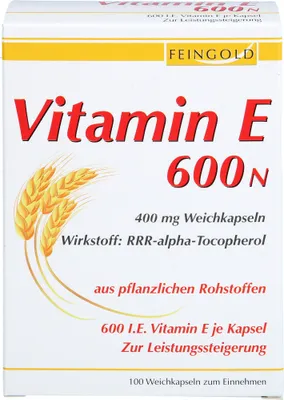 Obrázek produktu pro FEINGOLD Vitamin E 600 N měkké tobolky pro zvýšení výkonu, 100 tobolek