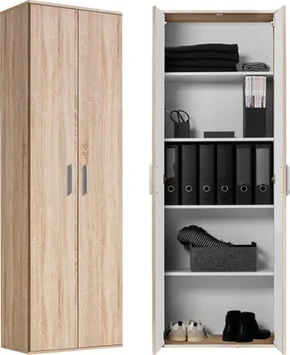 Produktbild von mokebo® Mehrzweckschrank 60cm Breite 'Der Lange', Aktenschrank, Büroschrank oder Schuhschrank in 60x180x34 cm (B/H/T), auch als Vorratsschrank oder Schrank aus Holz in Sonoma Eiche, Braun