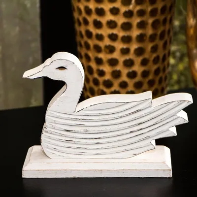 Produktbild von Holzfigur, Ente, Weiß, Tiere, Tierfiguren, Dekoration